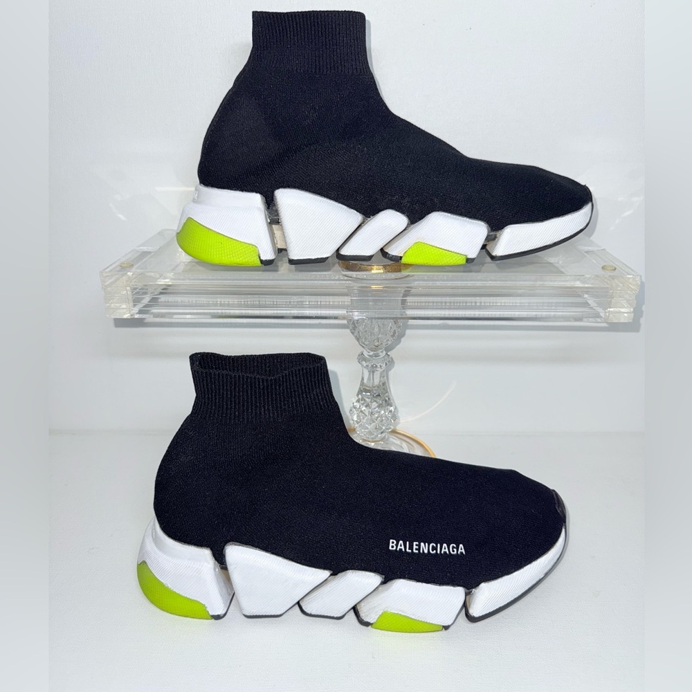 BALENCIAGA BLACK KNIT FABRIC SPEED 2.0 HIGH TOP. - Picture 1 of 11